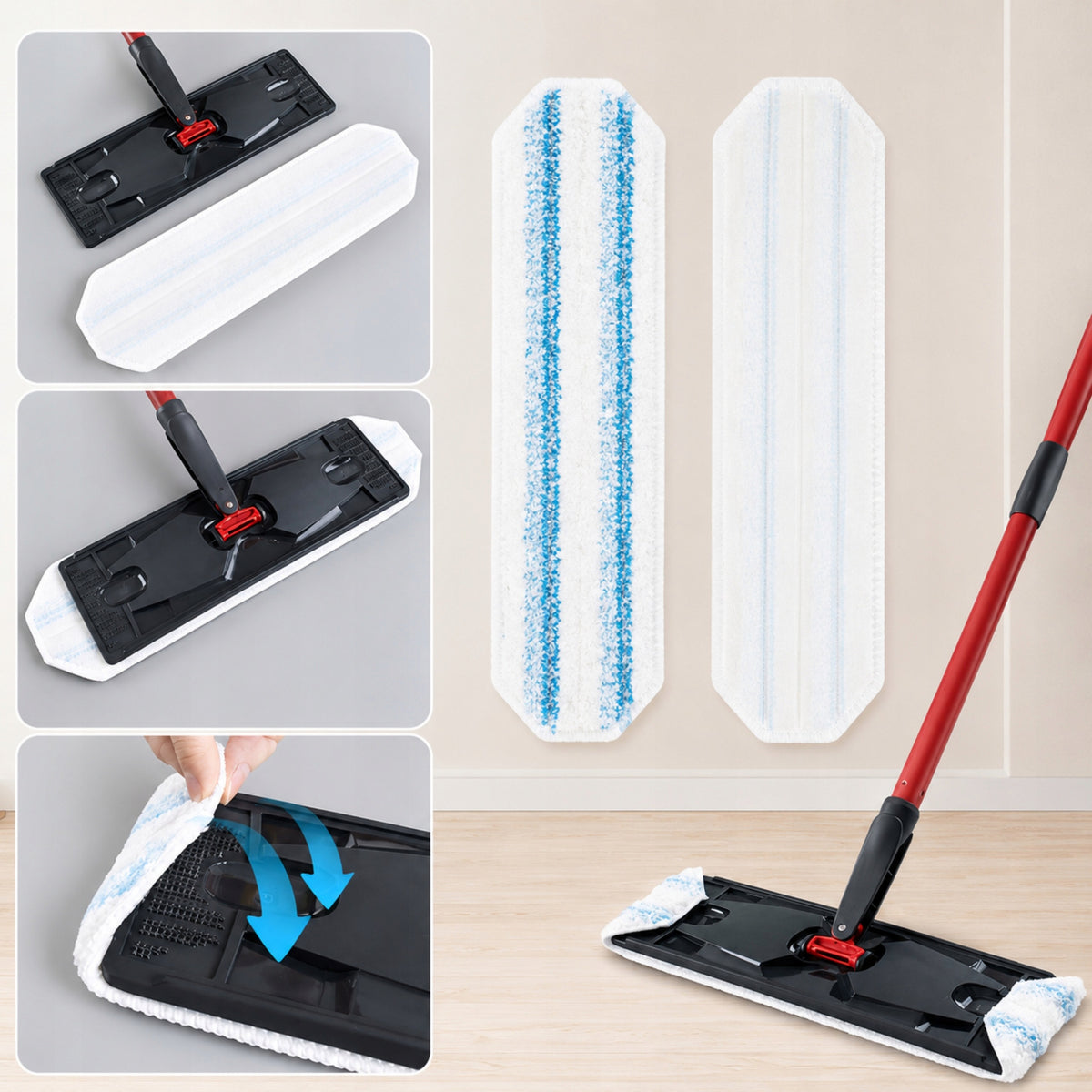 6x REFILL MICROFIBER COVER FOR VILEDA H2prO EXTRA MOP Packaging status original