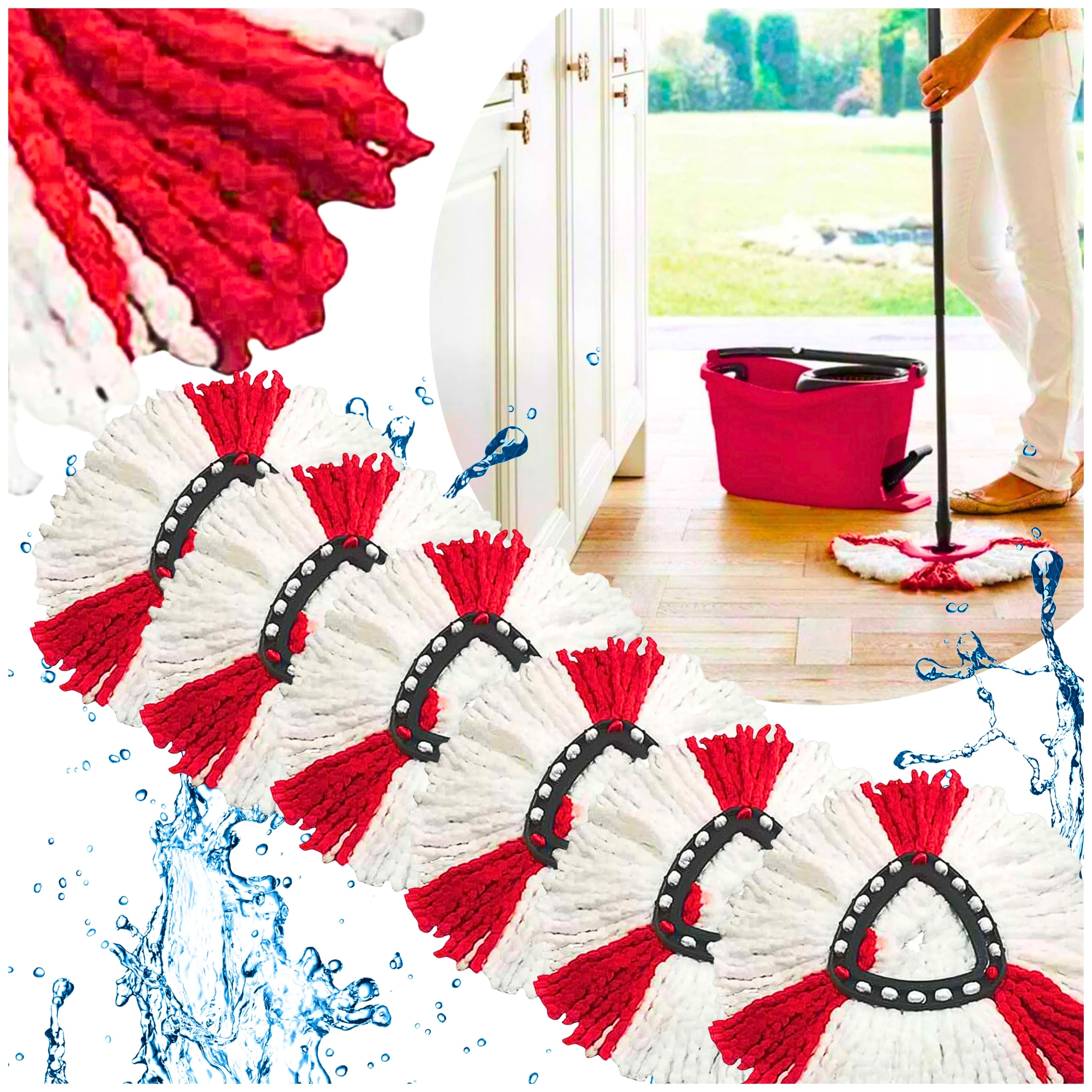 6x ROTARY MOP CARTRIDGE TURBO ABSORBENT MOP CARTRIDGES VILEDA REPLACEMENT