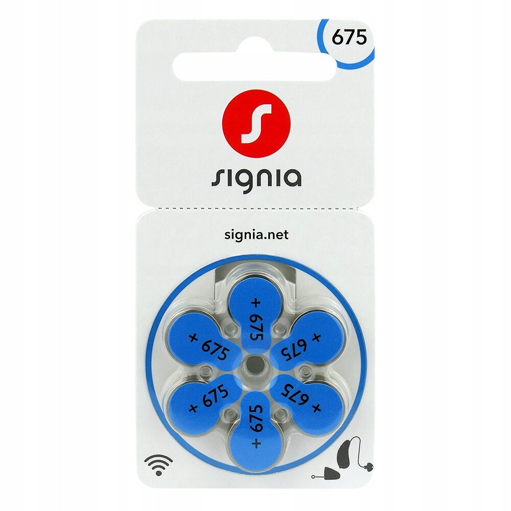6x Signia 675 PR44 Batteries for Hearing Aids 1,45V