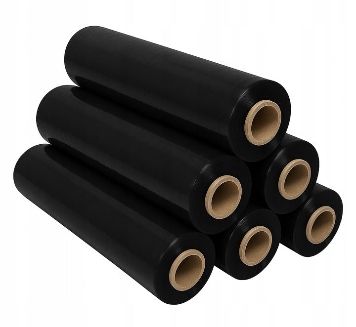6x XXL STRETCH FILM 2,93KG BLACK STRONG THICK OPAQUE STRETCH BLACK