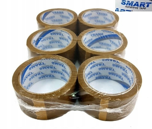 6x adhesive PACKING TAPE SMART RUBBER BROWN brown gray 48mm/66y STRONG