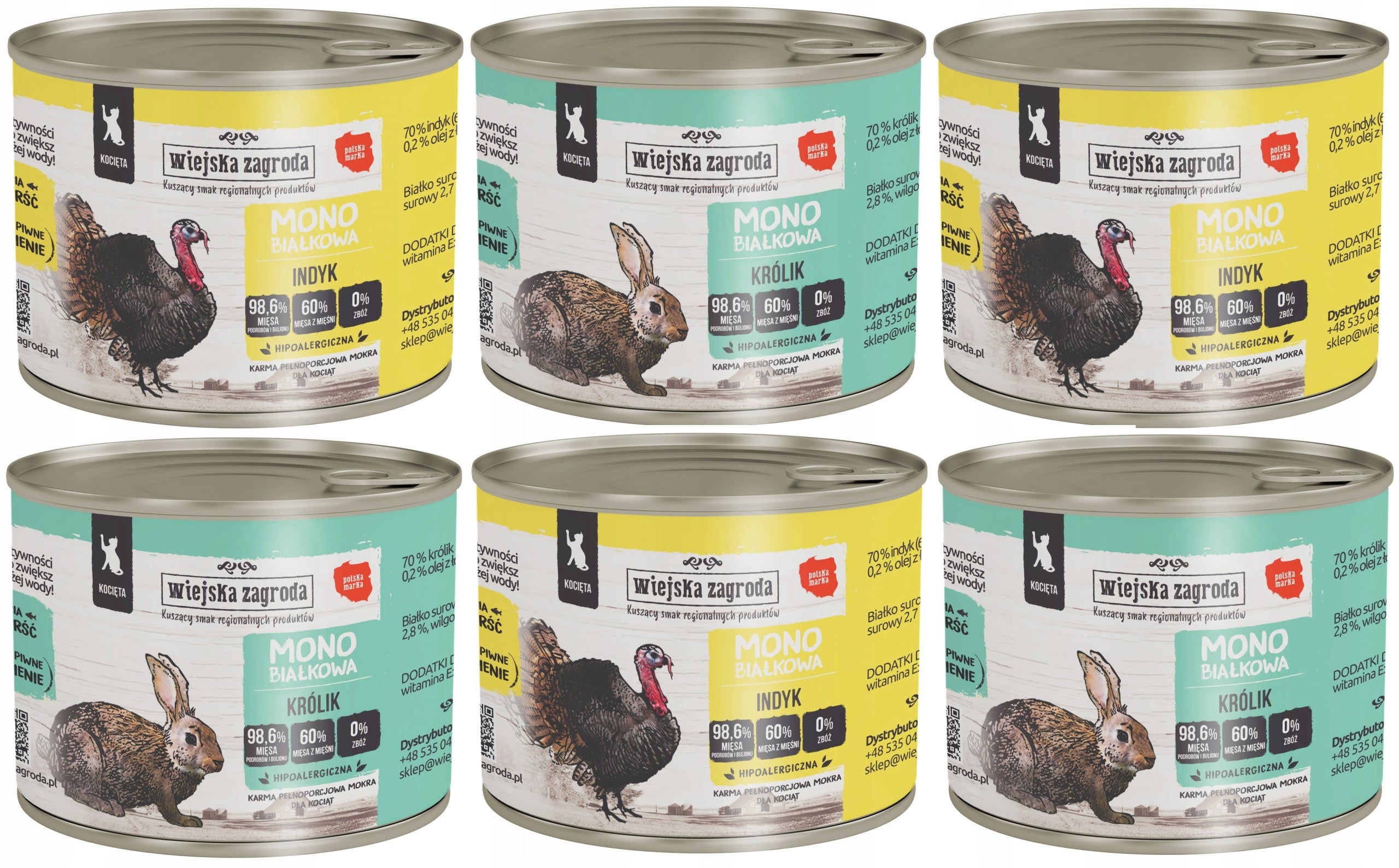 6x200g Wiejska Zagroda CAT wet cat food kitten MIX FLAVORS