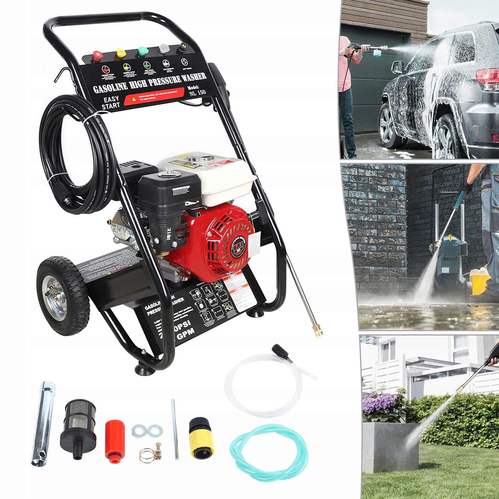 7.5HP 4-STROKE GASOLINE HIGH-PRESSURE WASHER PRESSURE WASHING MACHINE Packaging status original