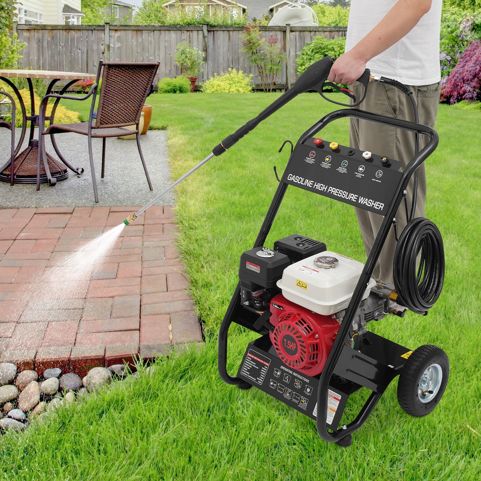 7.5HP Gasoline High Pressure Washer 170Bar 2200PSI 2.3GPM 5 Nozzle Manufacturer code FL022501