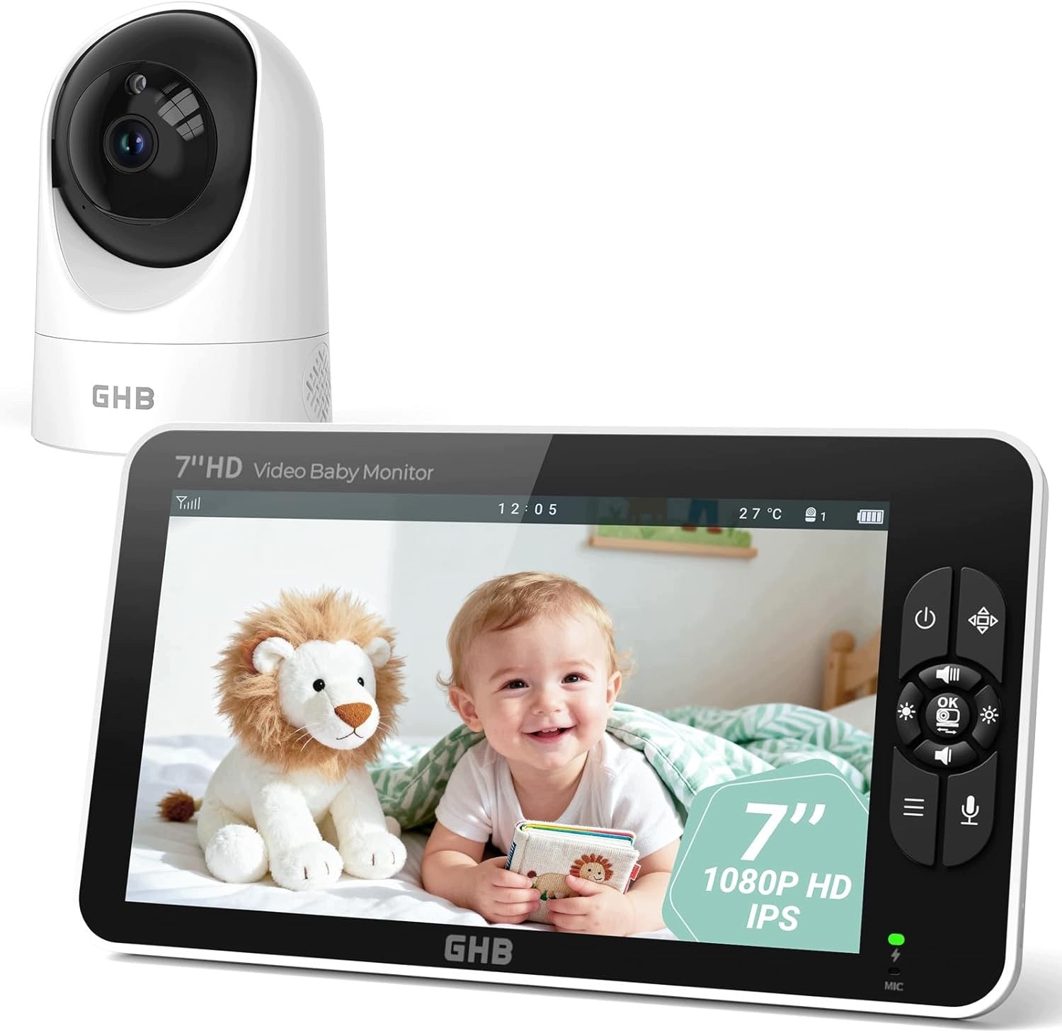 7" IPS 1080P 168H BABY MONITOR ON BATTERY