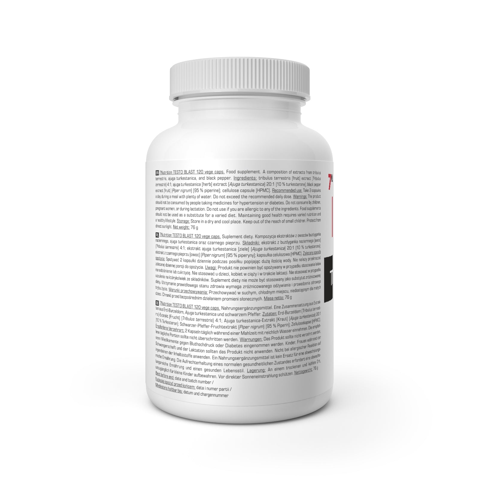 7 NUTRITION TESTO BLAST 120 Capsules Expiration date at least six months from the date of purchase