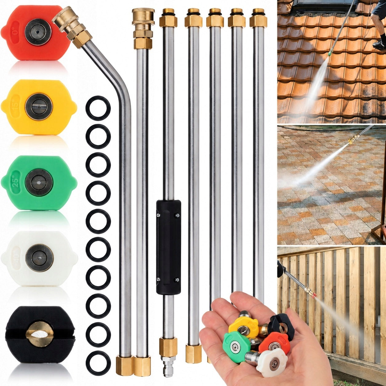 7-PIECE EXTENSION SET FOR PRESSURE WASHER AKCESORIA FOR ROOF GUTTER