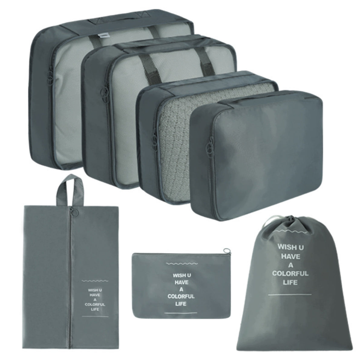 7 Pieces Travel Organizer Set Space-Saving Travel Storage Bag Set Mesh