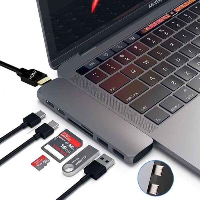 7-in-1 USB-C Hub Adapter - 4K HDMI, USB, SD Card Reader - MacBook Air/Pro Compatible