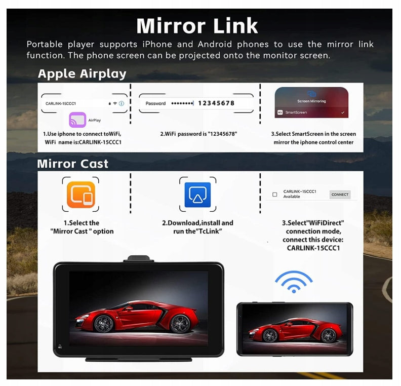 7-inch car radio with CarPlay, Android Auto and MirrorLink EAN (GTIN) 5901421813390