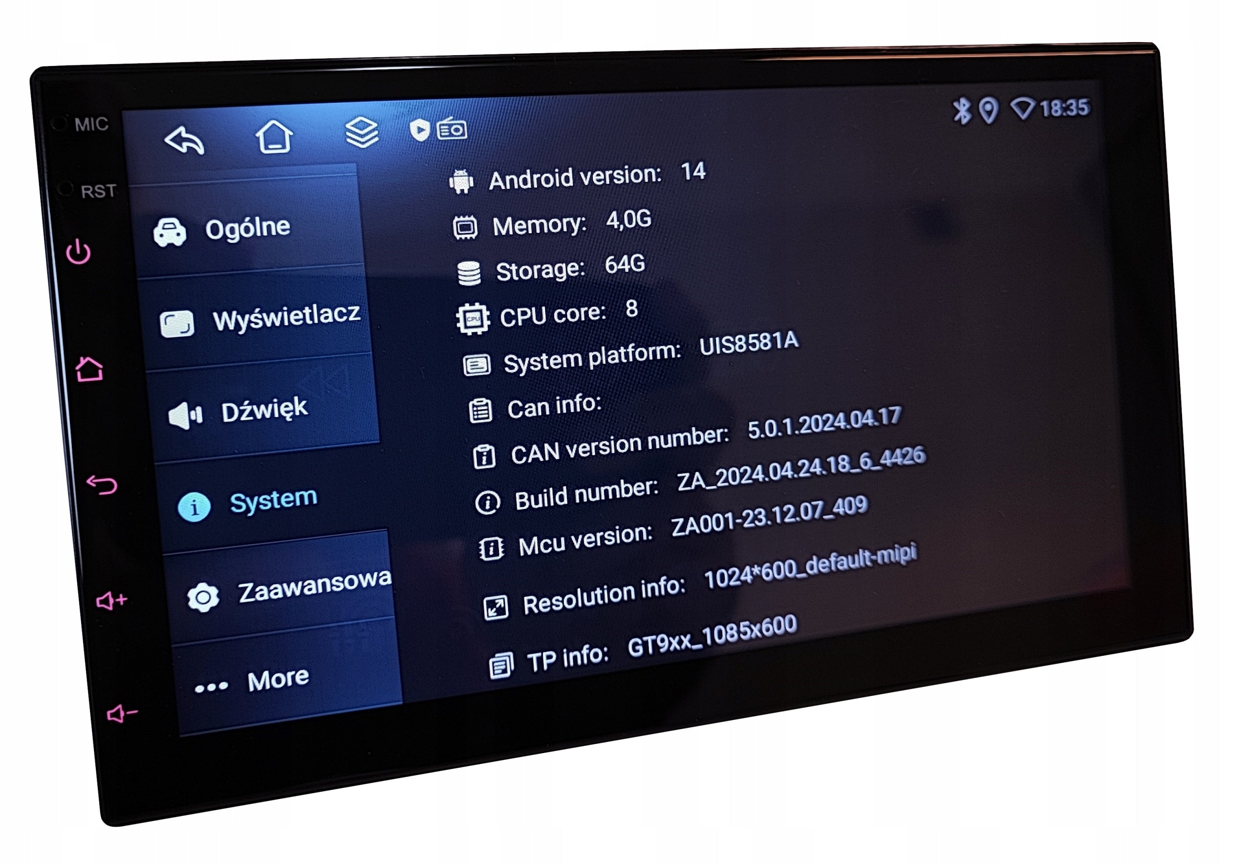 7 inch car radio with RDS 4/64GB Android PL GPS DSP SIM Carplay Mirror EAN (GTIN) 5903815296666