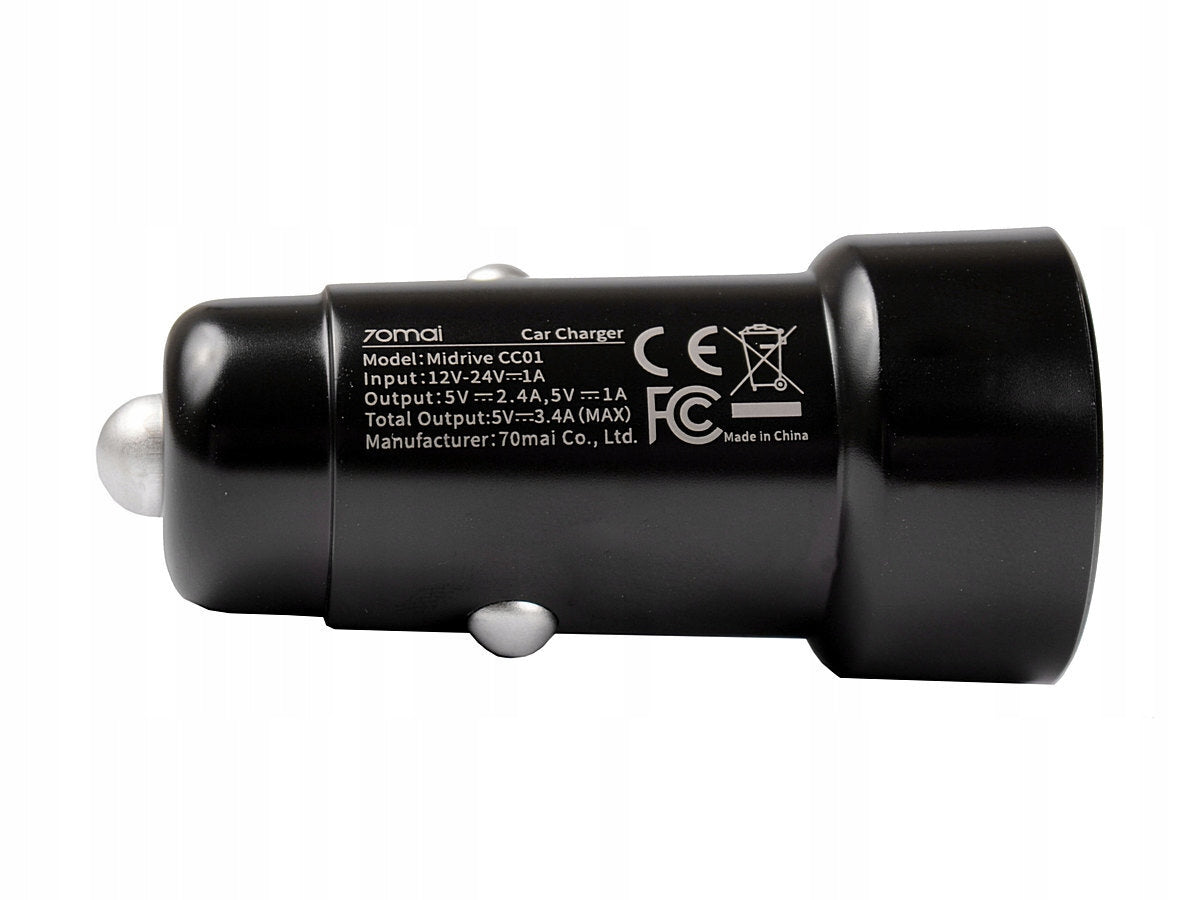 70MAI CAR CHARGER 2x USB 3,4A BLACK Manufacturer code 70MAI