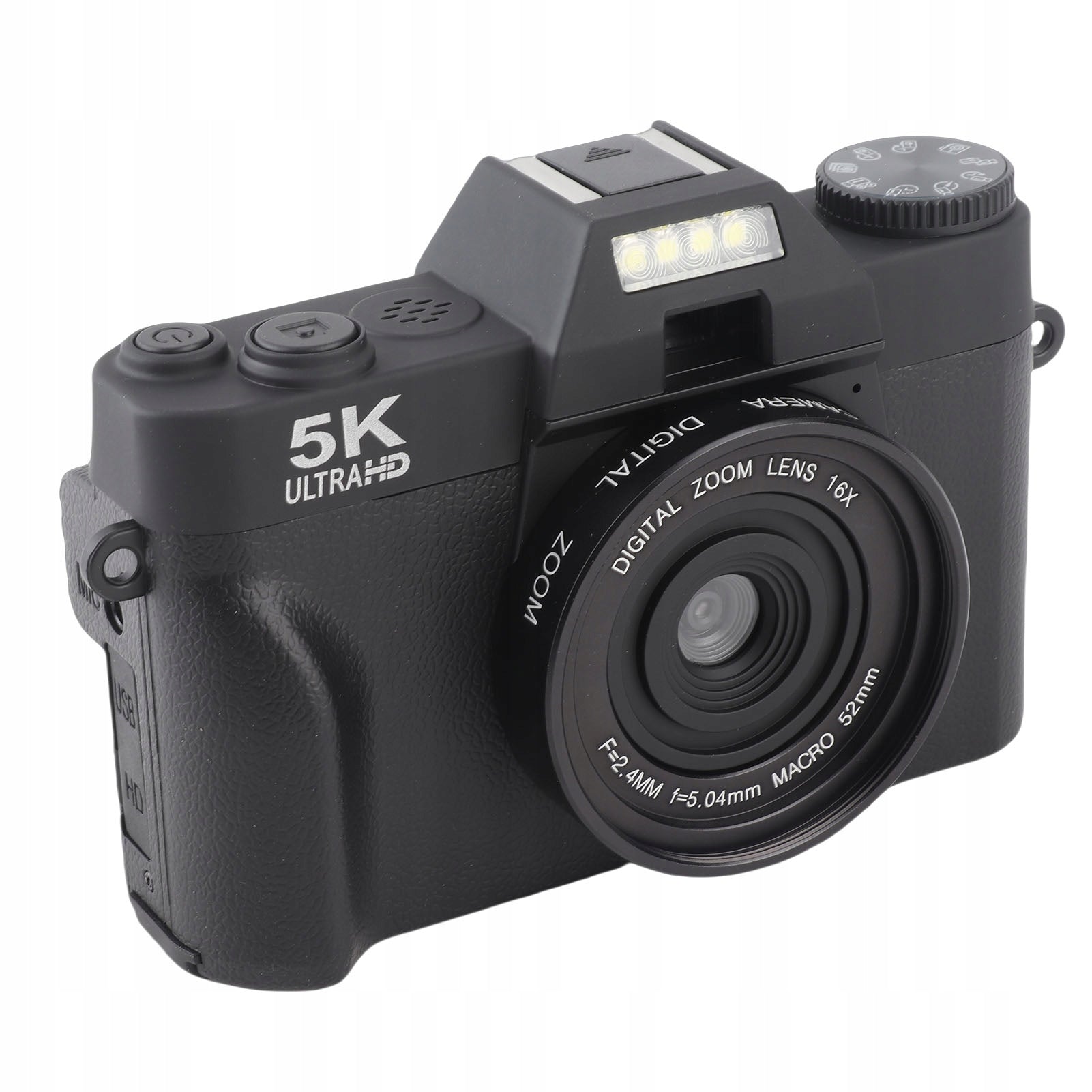 75 MP 5K digital camera with 180° tilt screen and 4K charger Resolution 1 Mpx