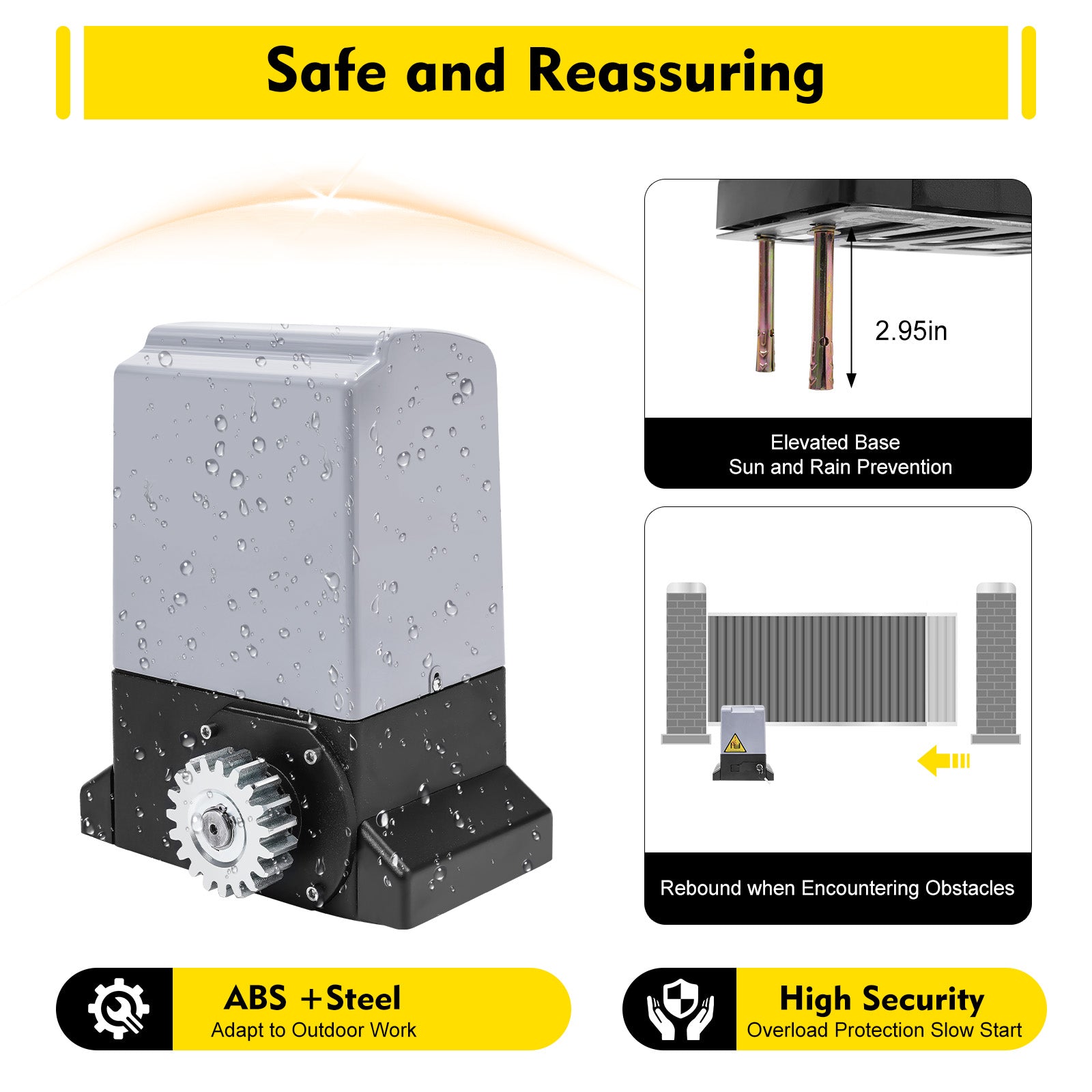 750W 220V REMOTE SLIDING GATE OPENER - 3527LBS MAX LOAD- Product weight with unit packaging 20.41 kg