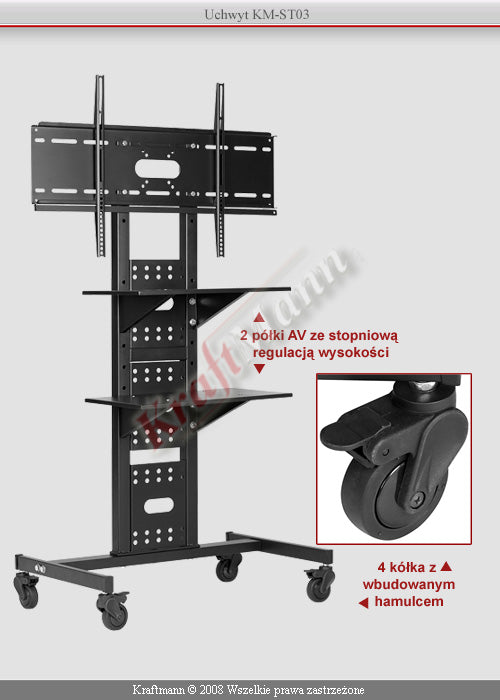 75KG 30-63'' RACK HANGER TROLLEY FOR TV LCD PLASMA Brand Kraftmann
