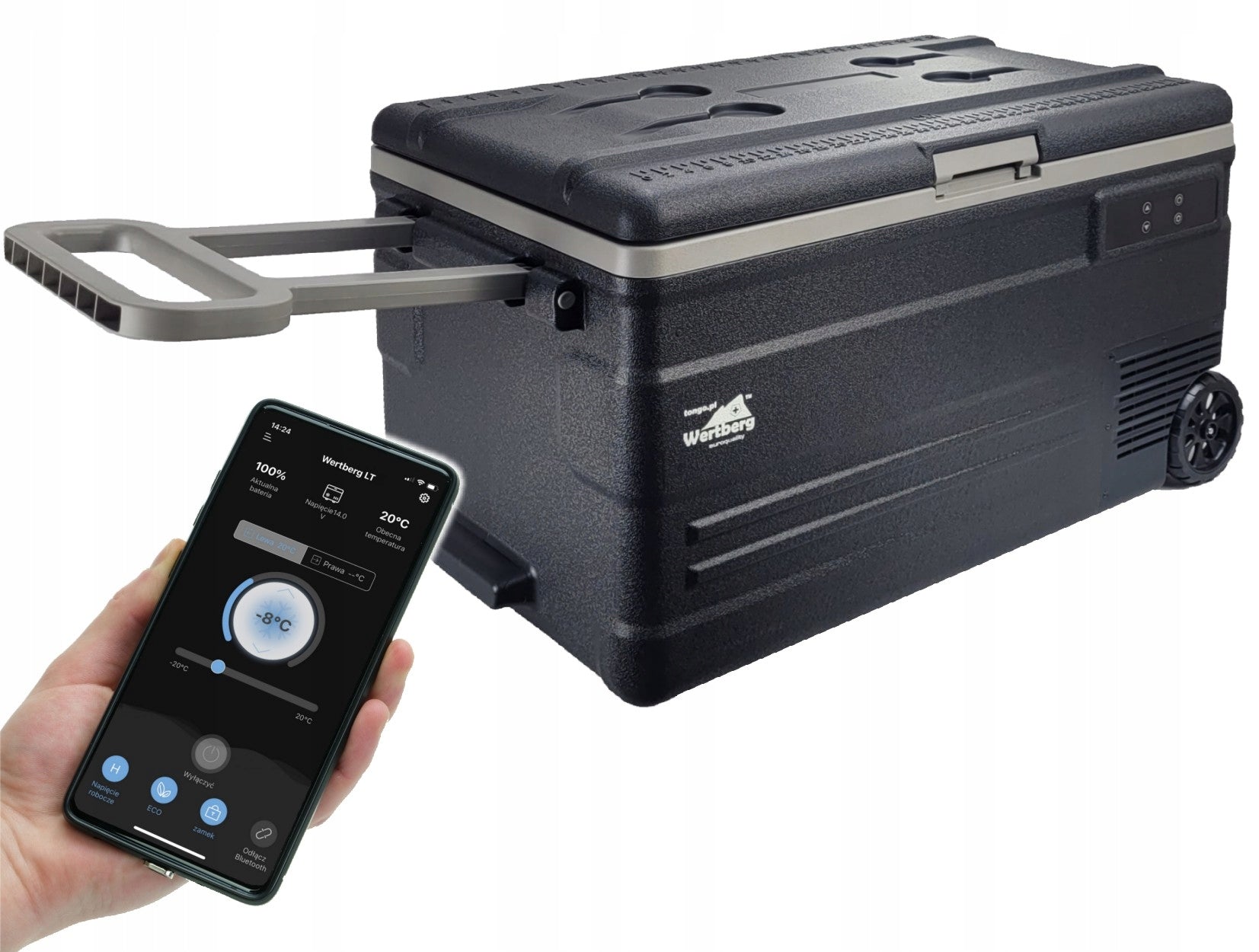 75L fridge freezer -20°C 12V/24V|230V BT bluetooth car + wheels