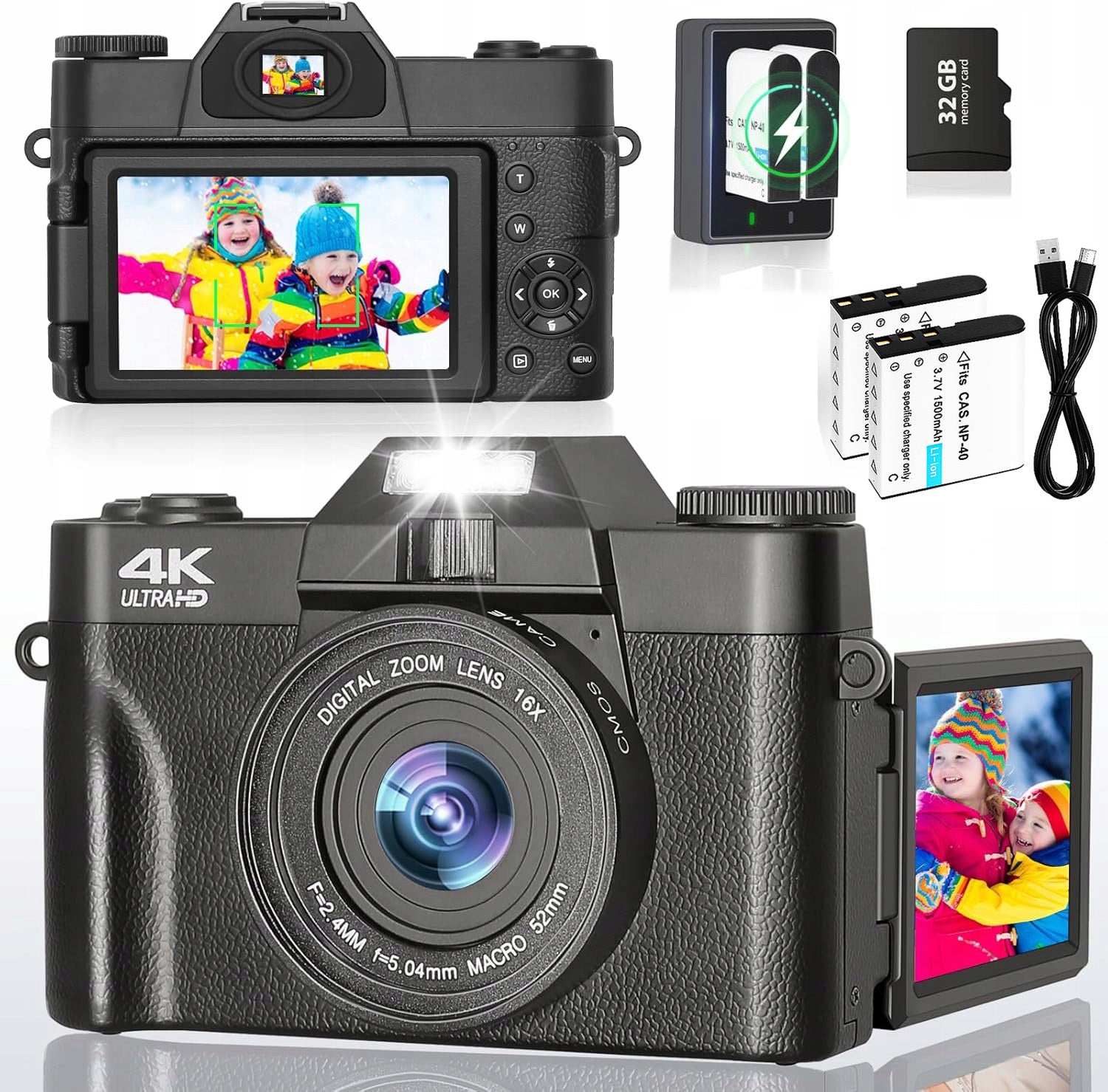76MP DIGITAL CAMERA WITH 16X ZOOM AND 4K VIDEO FOR VLOGGERS WITH 32GB CARD Manufacturer code 4894981992593