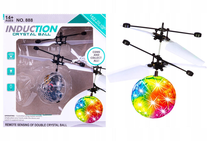 7733 Flying Ufo Ball Glowing Ball With Propellers Flying Over Hand