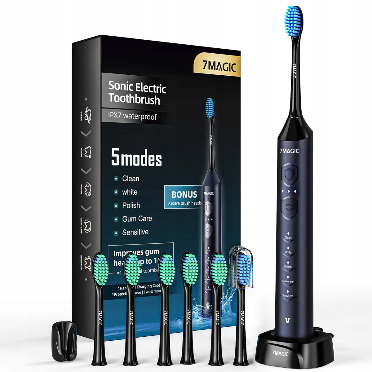 7MAGIC Electric Sonic Toothbrush 3 Intensity 5 Modes