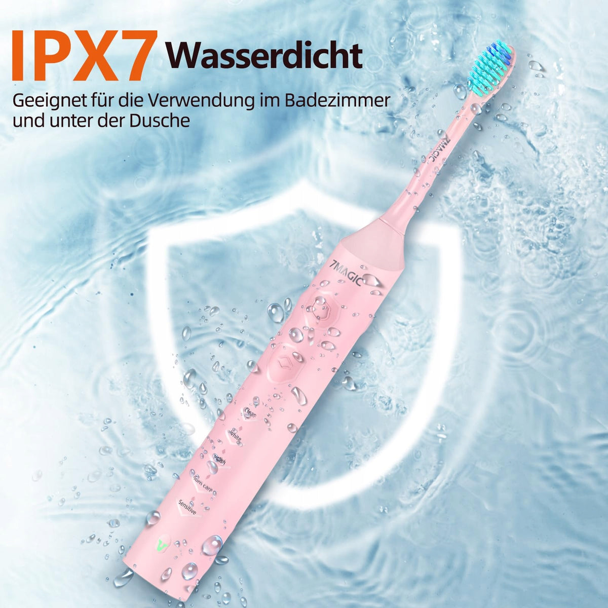 7MAGIC Sonic Toothbrush 3 Intensity 5 Modes 90 Days Charging Manufacturer code D36 Pink