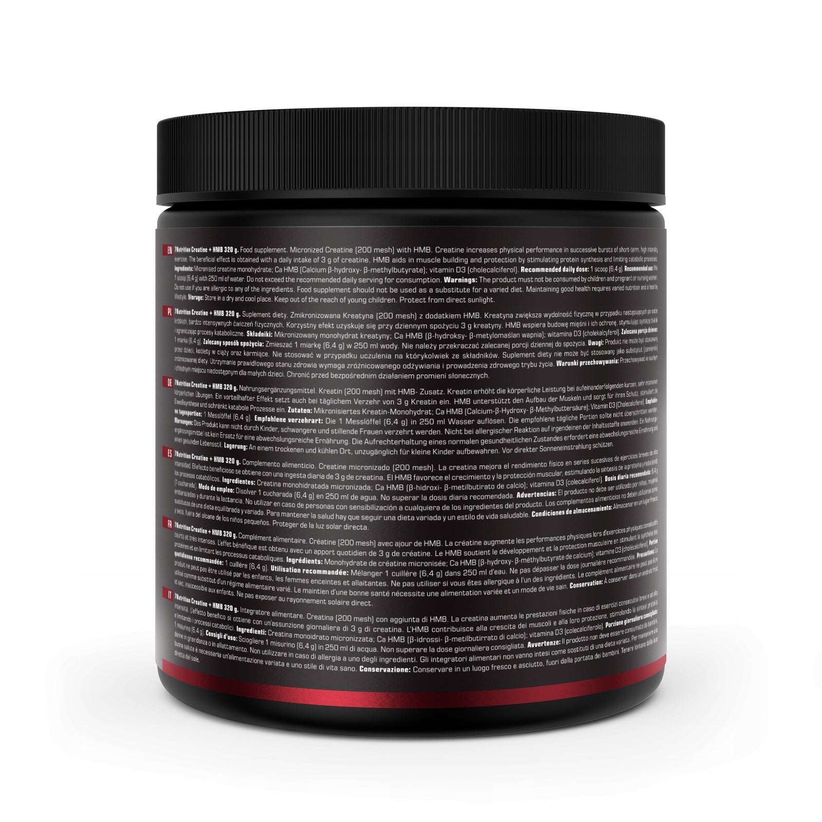 7Nutrition Creatine + HMB 320 g CREATINE calcium D3 Creatine monohydrate Strength Packaging status original