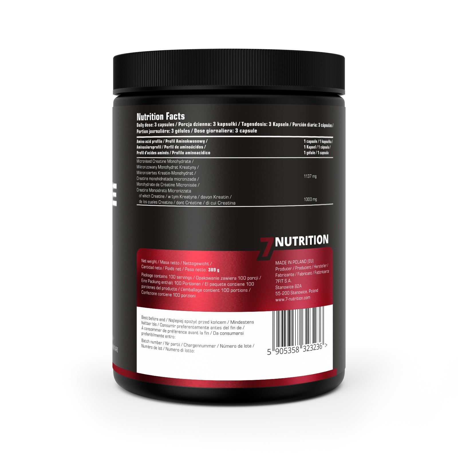 7Nutrition Creatine Pure CREATINE IN CAPSULES MICRONIZED 200 MESH STRENGTH Expiration date not specified