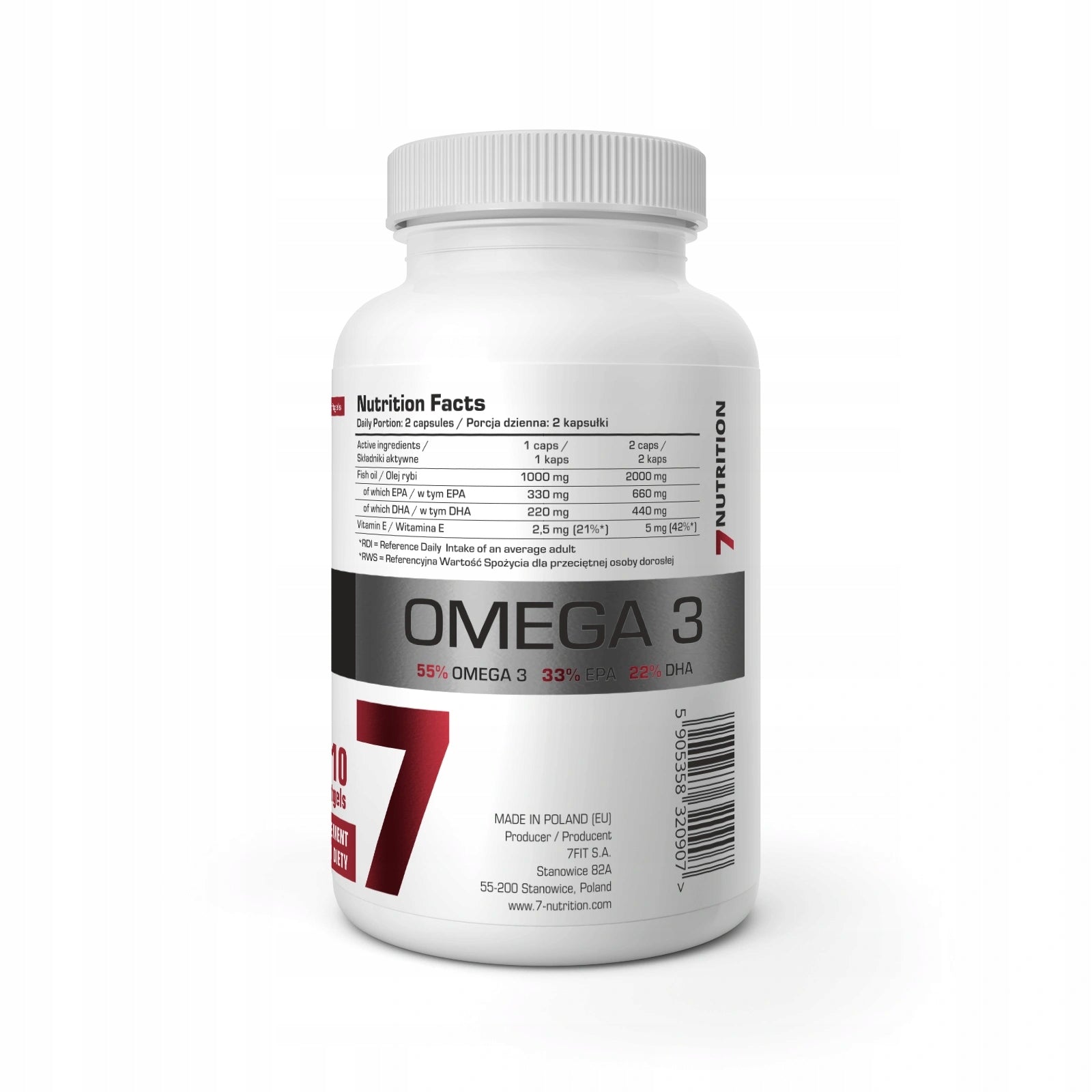 7Nutrition Omega 3 1000 mg 110 capsules FISH OIL ACIDS EPA DHA FISH HEART Packaging status original