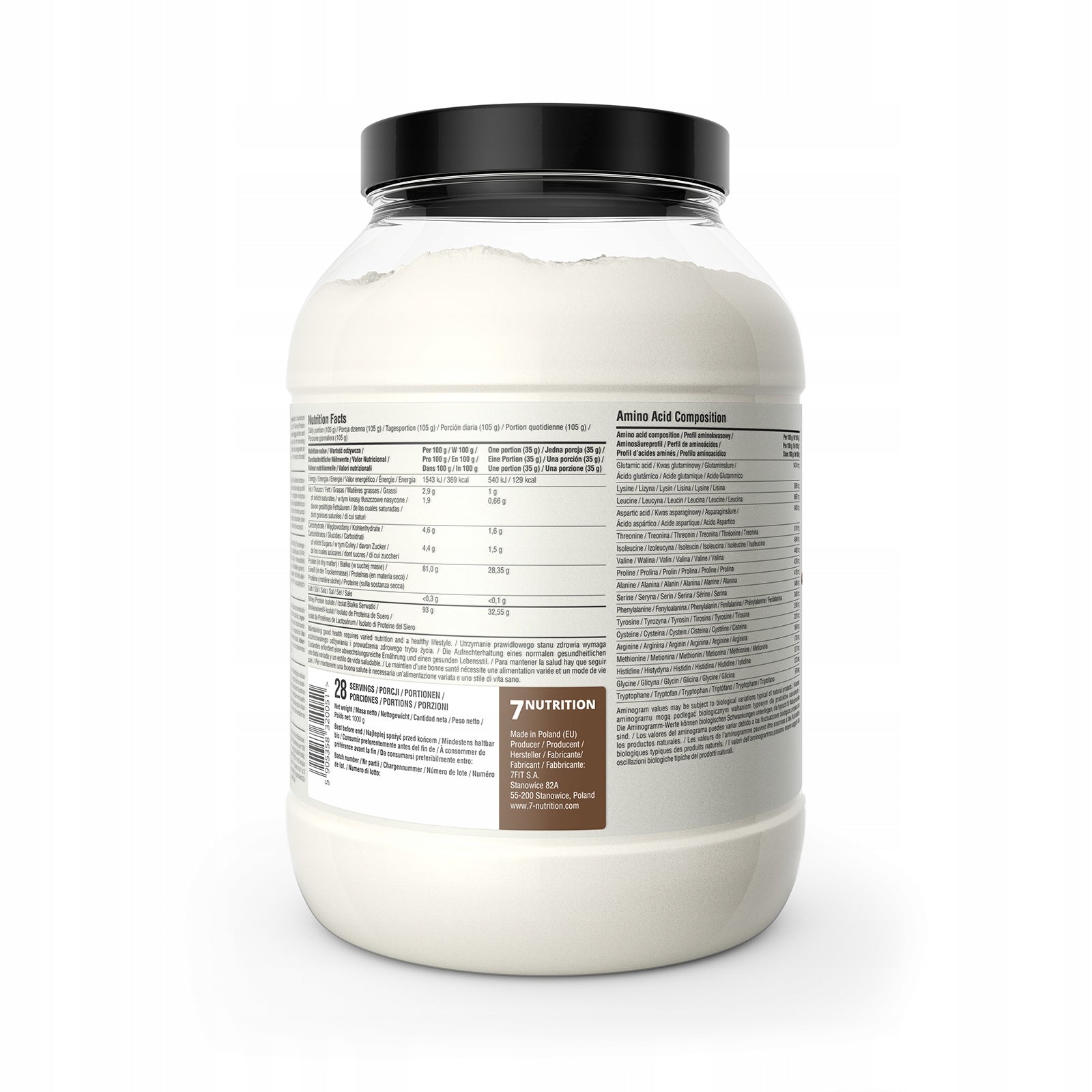 7Nutrition Whey Isolate WPI 90 1000g ISOLATE Protein Conditioner Isolate Pure Expiration date not specified