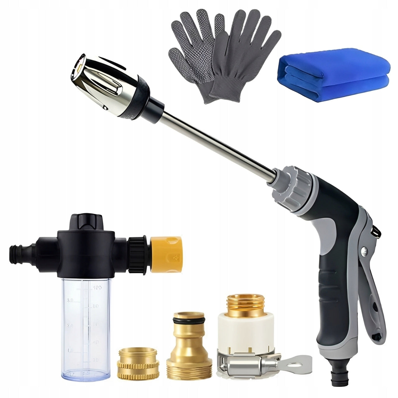 7PCS HIGH PRESSURE WASH GUN FOR GARDEN HOSE-METAL CONNECTOR Packaging status original