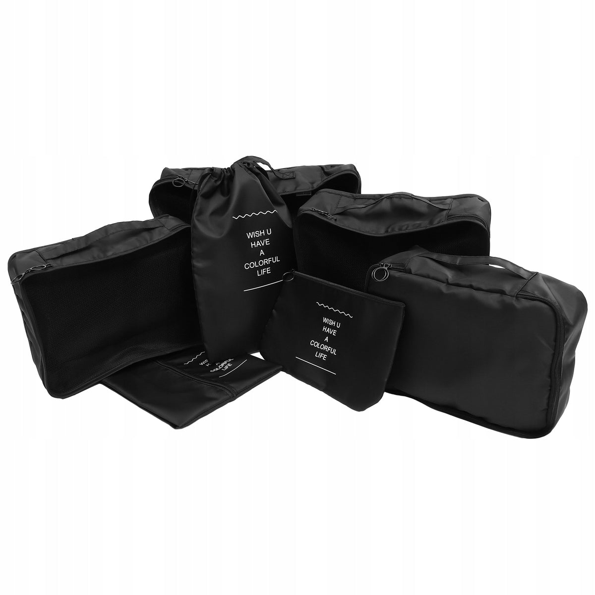 7Pcs Suitcase Organizer Bags Black Travel Packing Cubes Set Color black