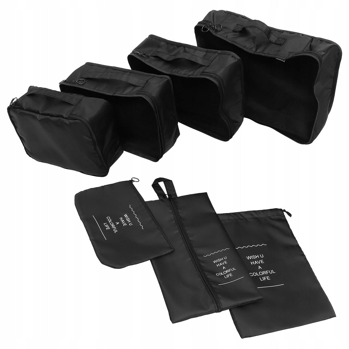 7Pcs Suitcase Organizer Bags Black Travel Packing Cubes Set