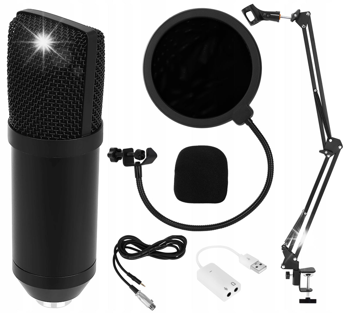 7in1 Set Professional Condenser Microphone Studio Tripod Pop Filter