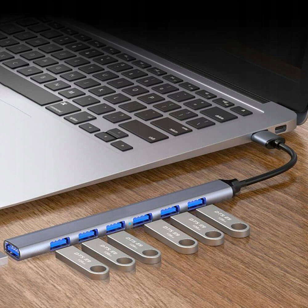 7in1 USB Hub | 6x USB2 + 1x USB3 | Aluminum, Compact