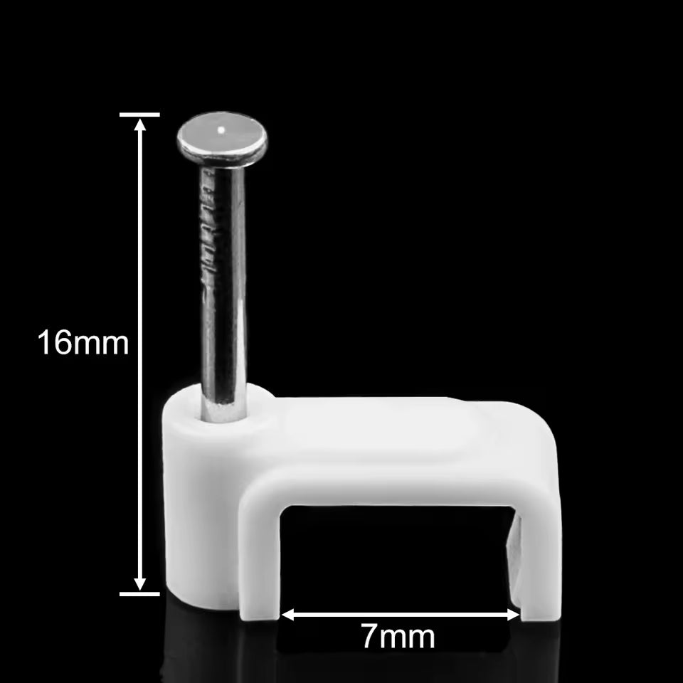 7mm Rectangular Clips for Flat Cables; Set of 100, White Manufacturer code 5906058381700