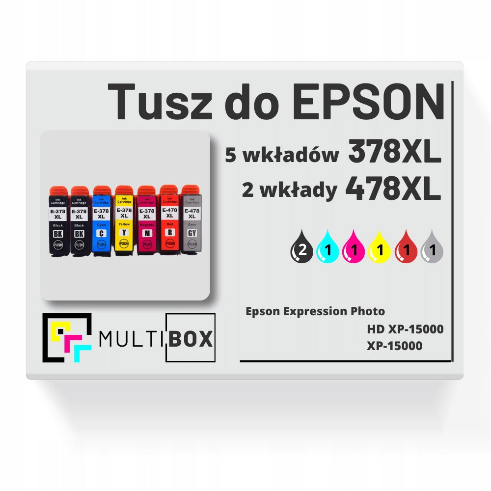 7x NEW 478XL 378XL ink cartridge for EPSON Expression Photo XP-1500 XP1500