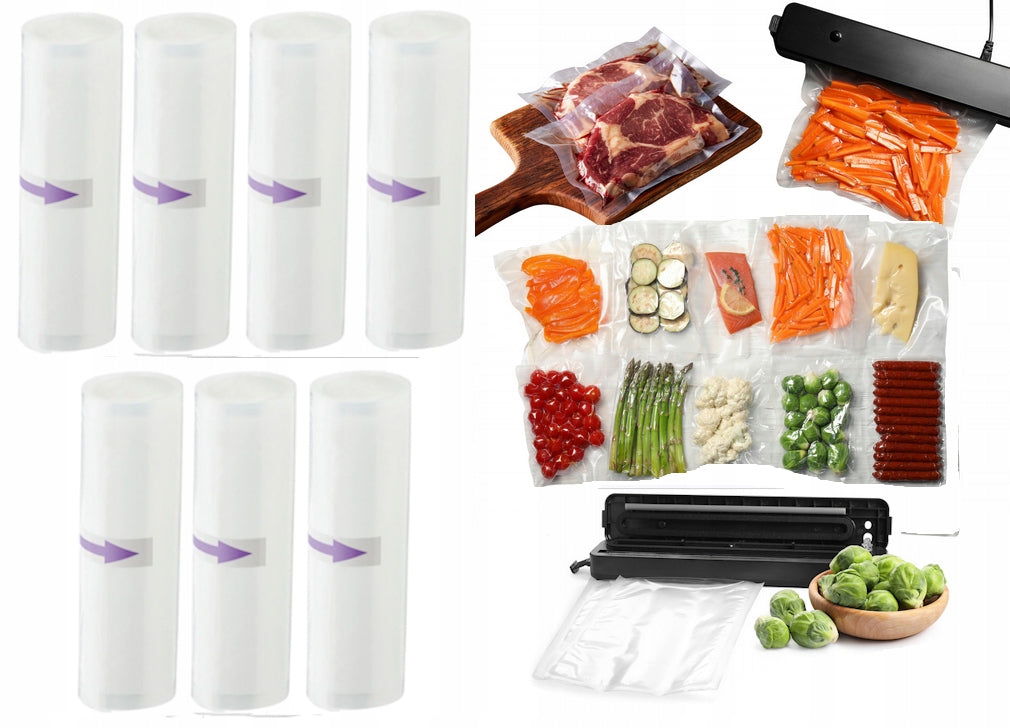 7x Vacuum Food Packaging Film 20x300cm 7 Rolls For Welding Machine