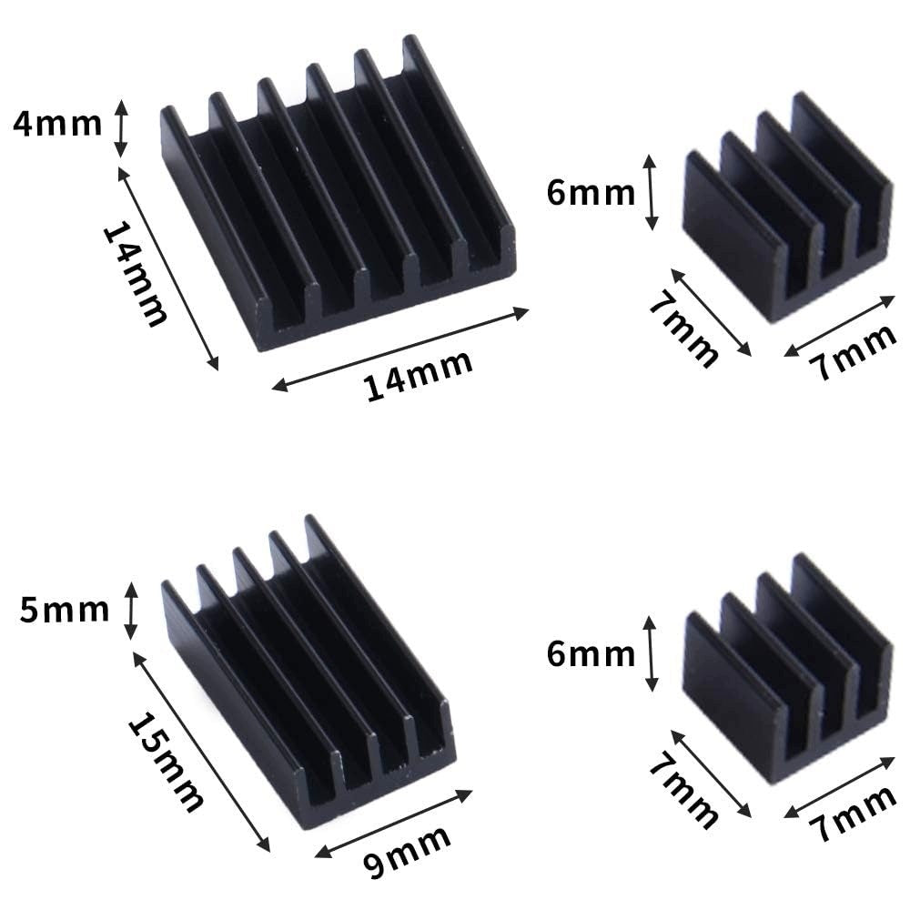 8 ALUMINUM HEAT SINKS FOR RASPBERRY PI 4 MODEL B WITH THERMAL TAPE Manufacturer code 5908040008855