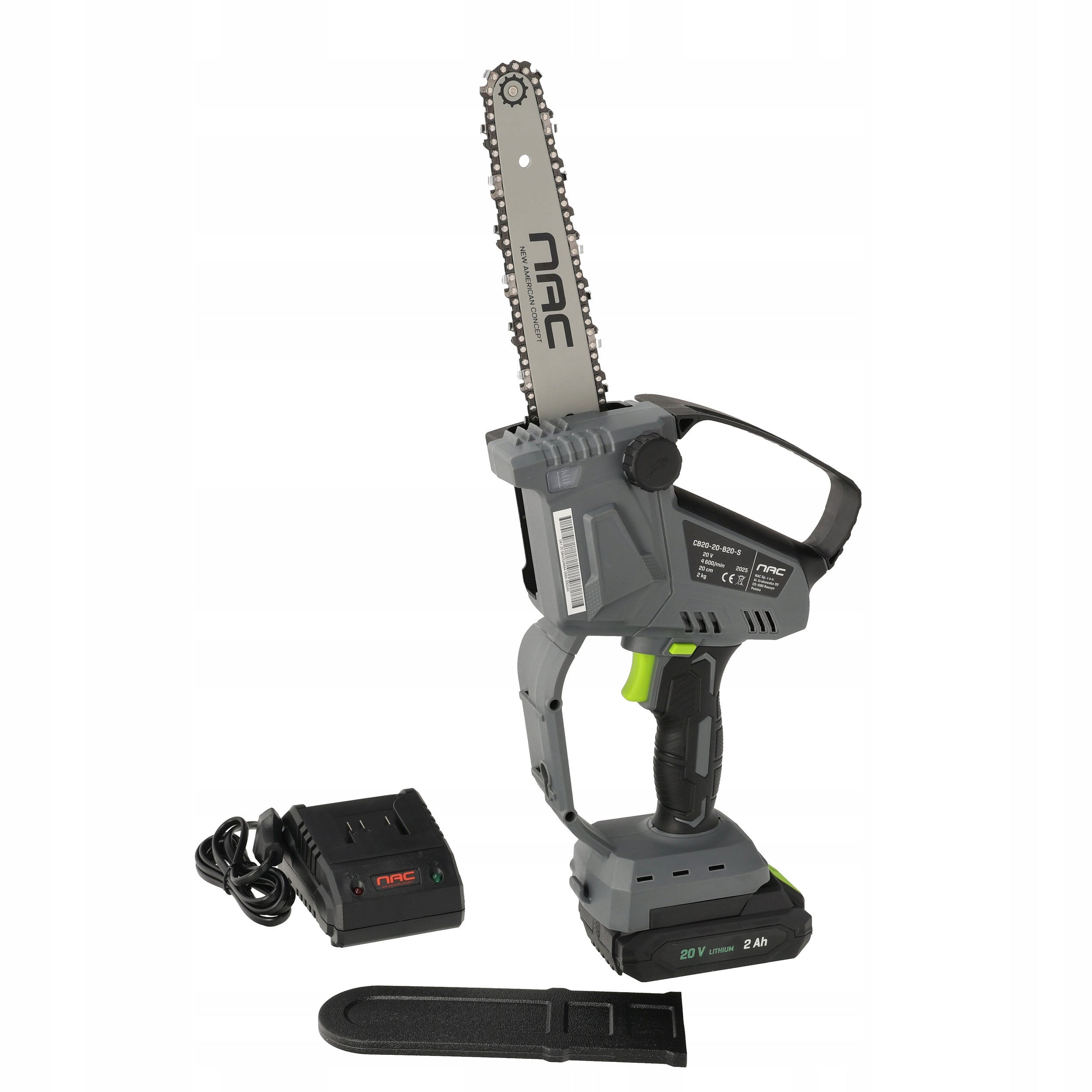 8" CORDLESS CHAINSAW WITH BATTERY AND CHARGER NAC 20V Chain pitch ('') 1/4"