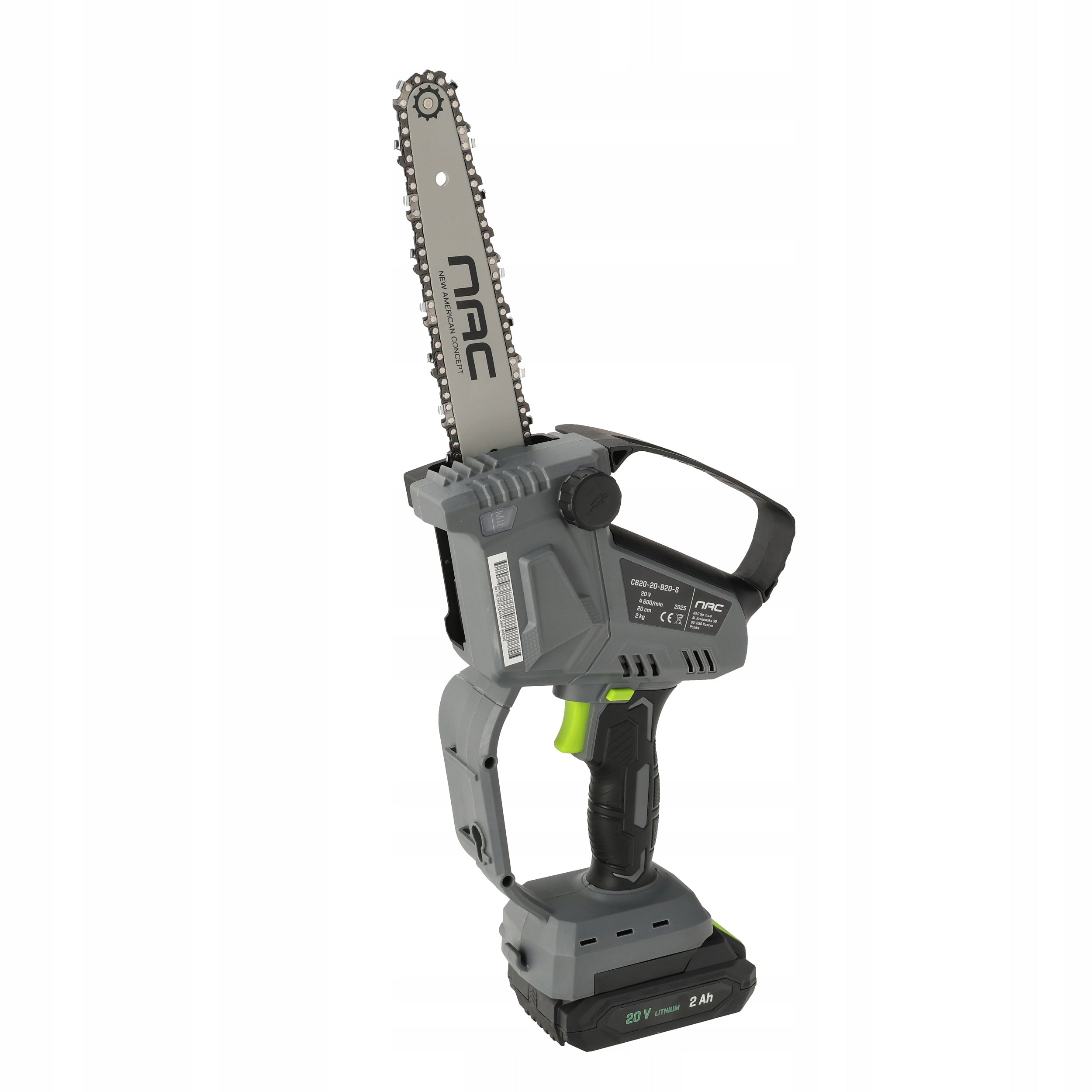8" CORDLESS CHAINSAW WITH BATTERY AND CHARGER NAC 20V Packaging status original