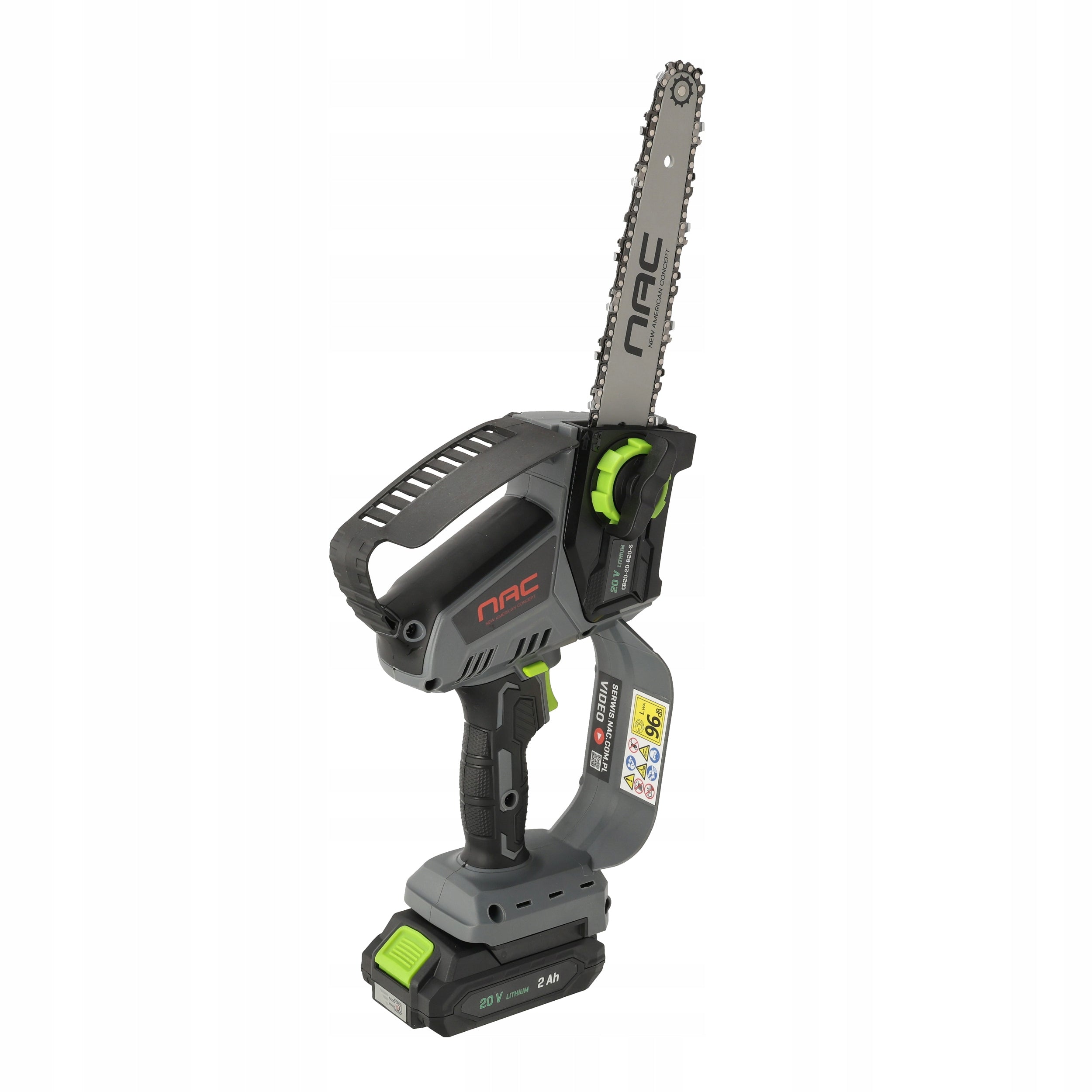 8" CORDLESS CHAINSAW WITH BATTERY AND CHARGER NAC 20V Power supply rechargeable battery