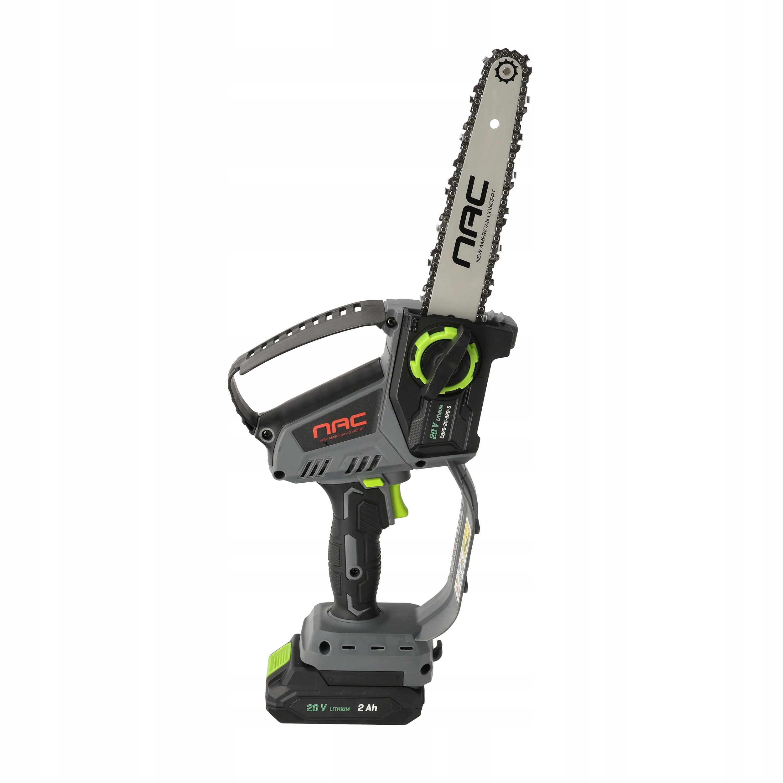 8" CORDLESS CHAINSAW WITH BATTERY AND CHARGER NAC 20V Product weight with unit packaging 2.2 kg