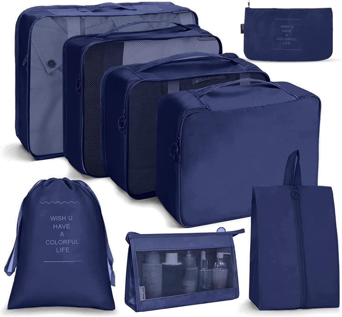 8 Cubes Packing Suitcase Clothes Organizer Waterproof