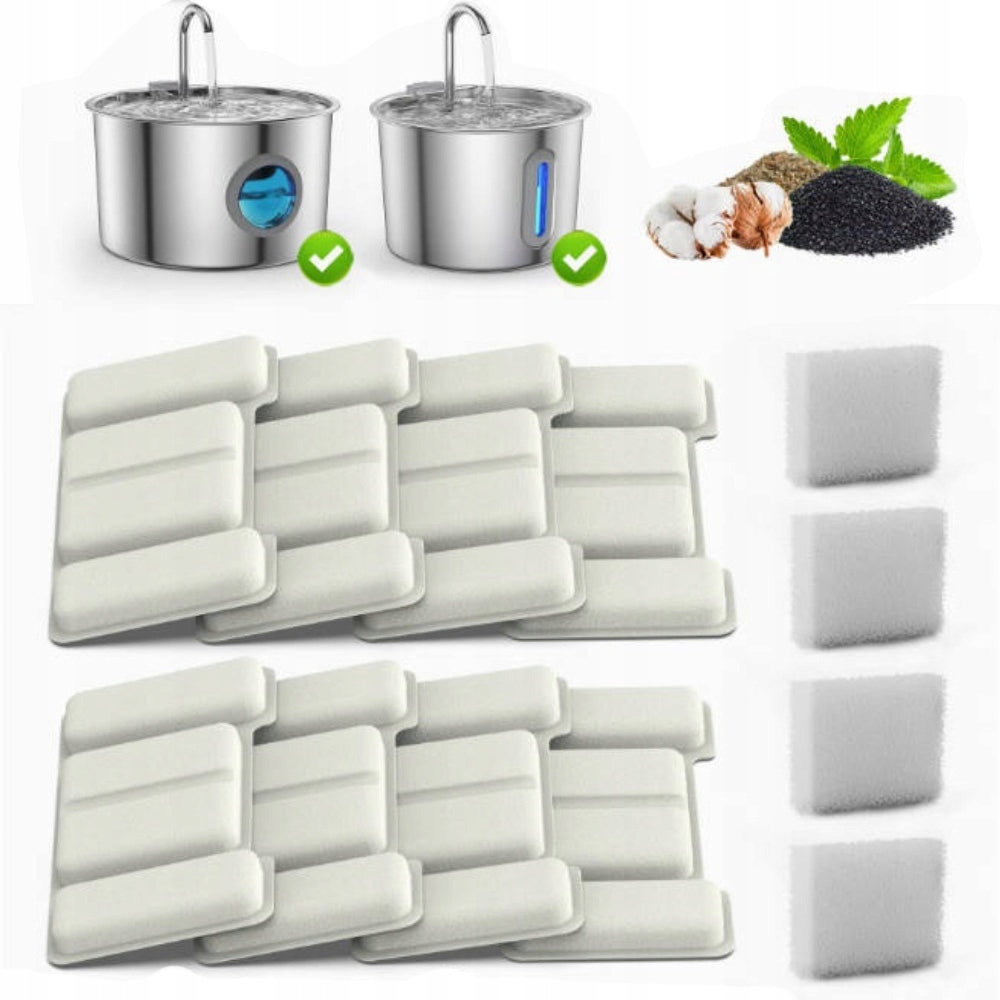8× DOG AND CAT DRINKER FILTER with 4 SpongeS REPLACEMENT FILTER