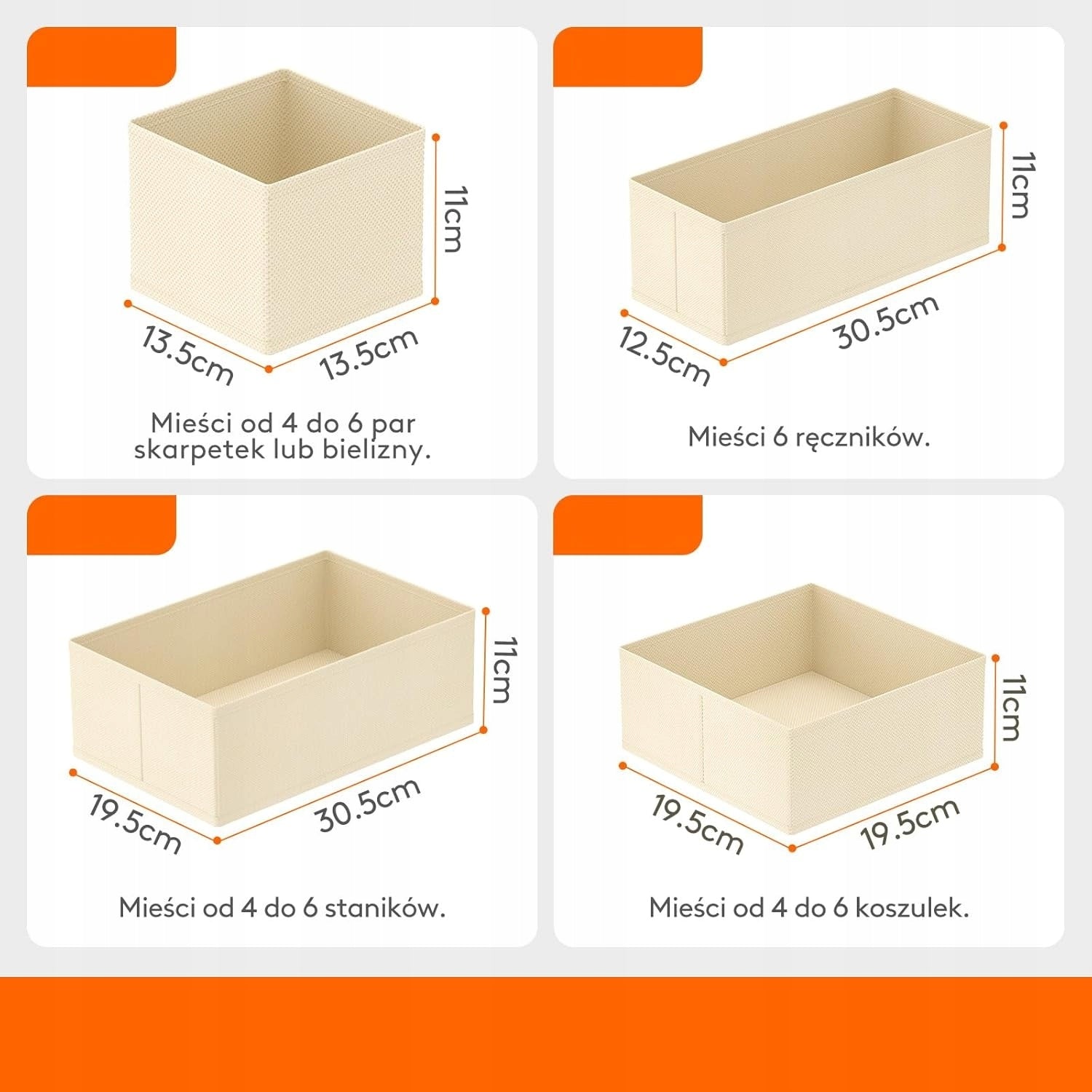 8 DRAWER ORGANIZERS FOLDING UNDERWEAR SOCKS KHAKI BEIGE Packaging status original