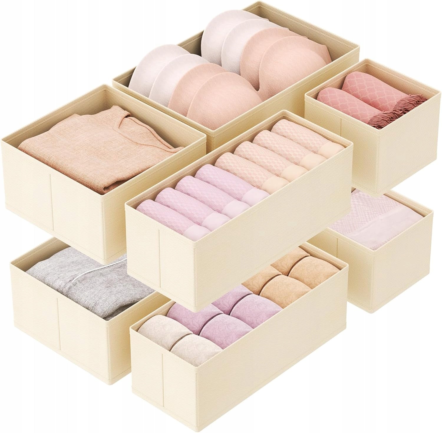 8 DRAWER ORGANIZERS FOLDING UNDERWEAR SOCKS KHAKI BEIGE