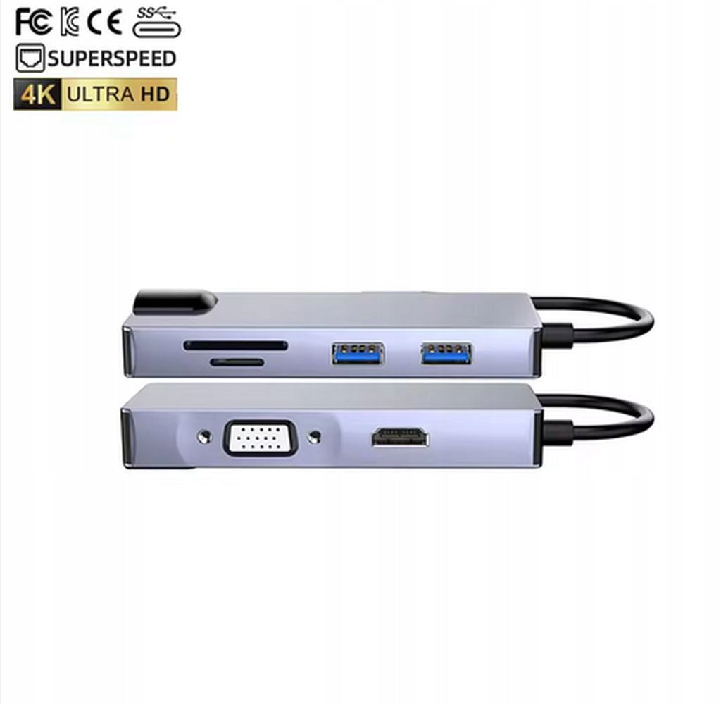 8 IN 1 USB-C HUB ADAPTER - HDMI 4K VGA RJ45 PD 87W DOCKING STATION Manufacturer code ZLHUB-8IN1-LANVGA