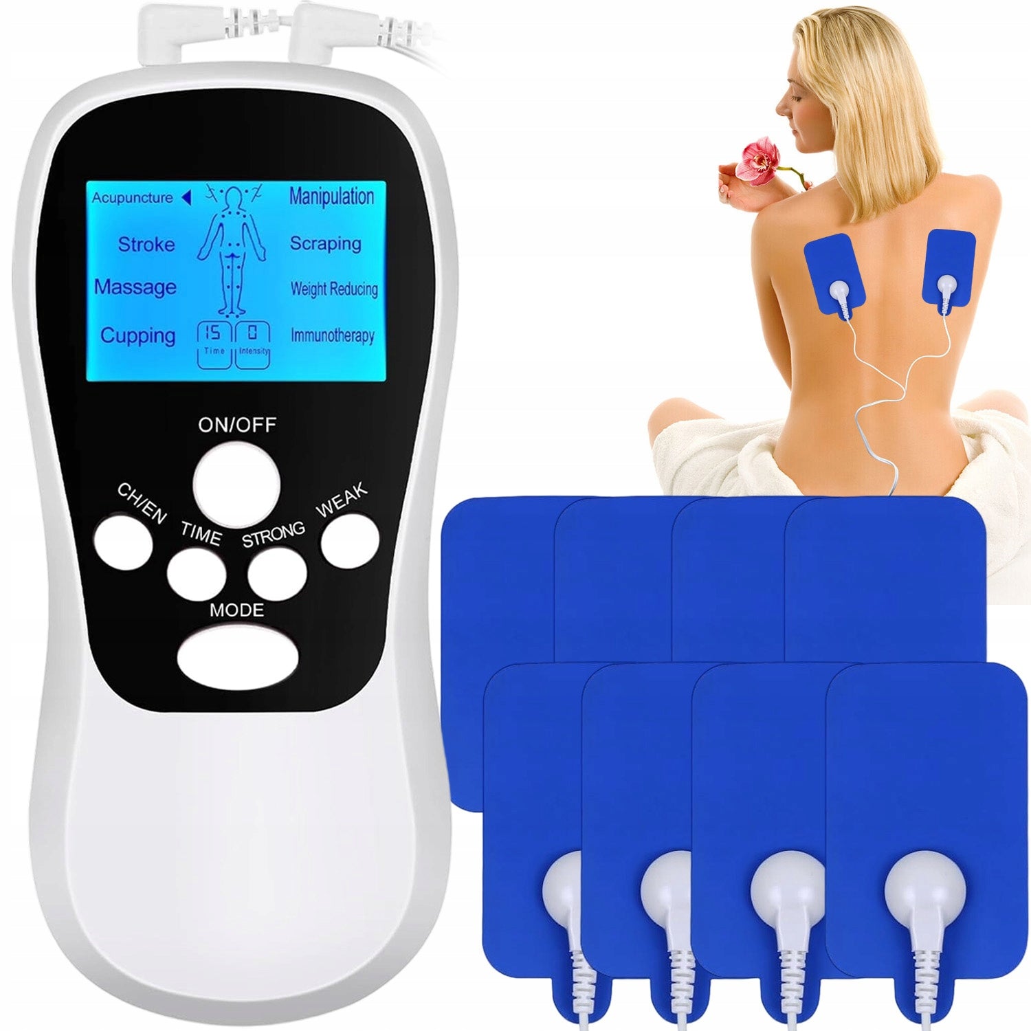 8 MODES ELECTRIC STIMULATOR 15 LEVELS FOR SENIORS WITH LCD Packaging status original