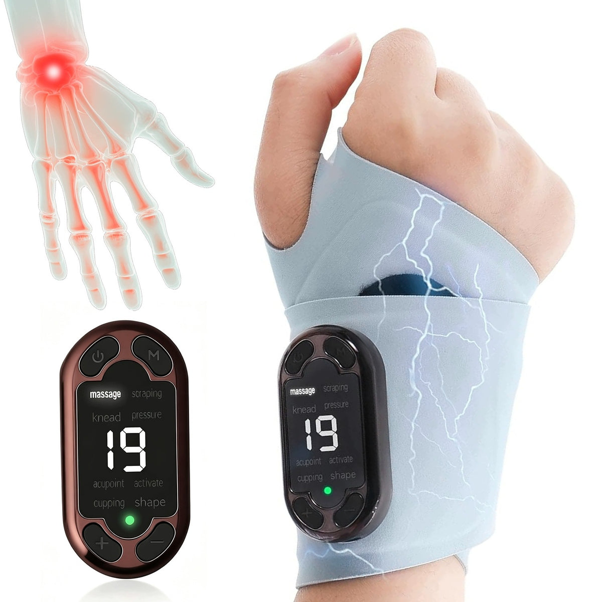 8 Modes EMS Hand and Wrist Massager in Blue-Grey