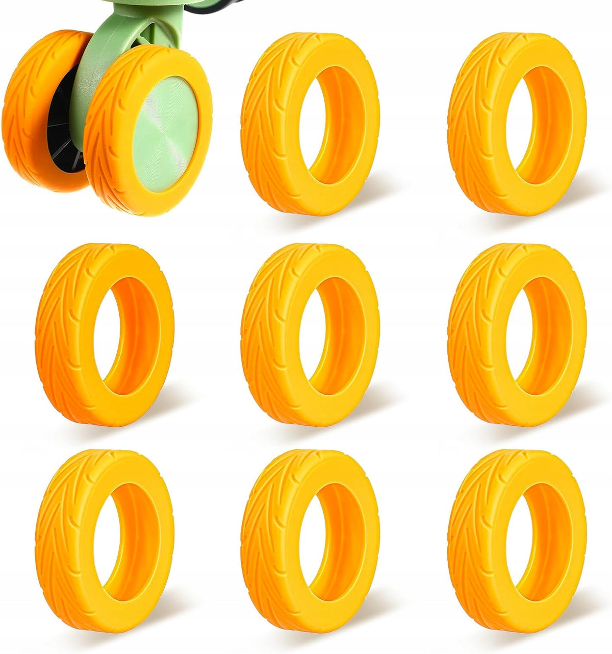 8 PCS SILICONE LUGGAGE WHEEL COVERS QUIET ORANGE