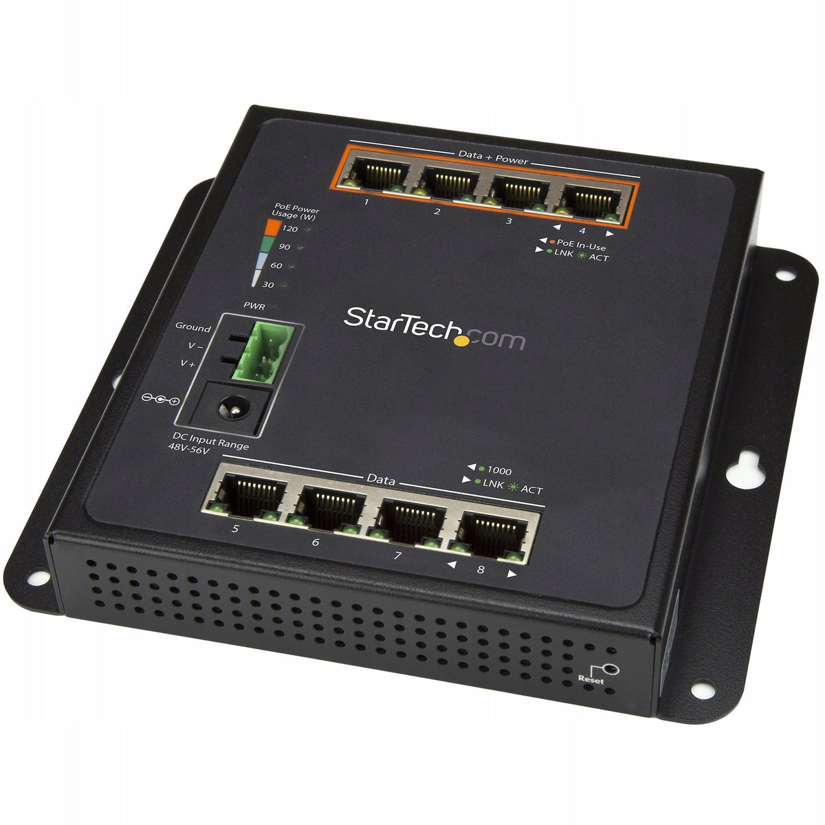 8-Port/4x RJ45/4x PoE+/2 Gbit/s Ethernet Switch Startech IES81GPOEW